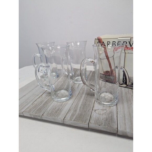 Farberware Set Of 4 Irish Coffee Hot Cold Clear Footed Mugs 5 1/4" - Picture 2 of 6